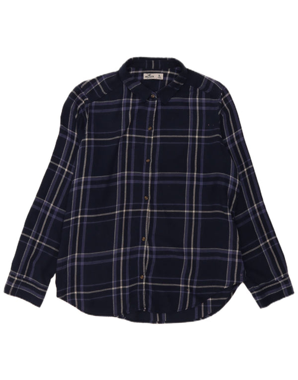 Hollister Chemise en flanelle pour femme UK 18 XL Bleu marine en coton à carreaux