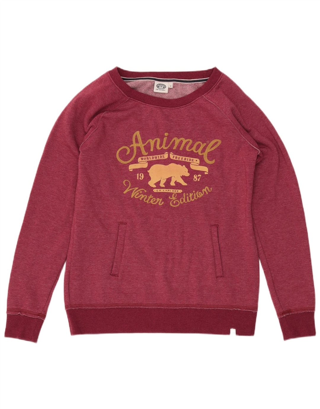 ANIMAL Sweat-shirt graphique pour femme UK 12 Polyester bordeaux moyen