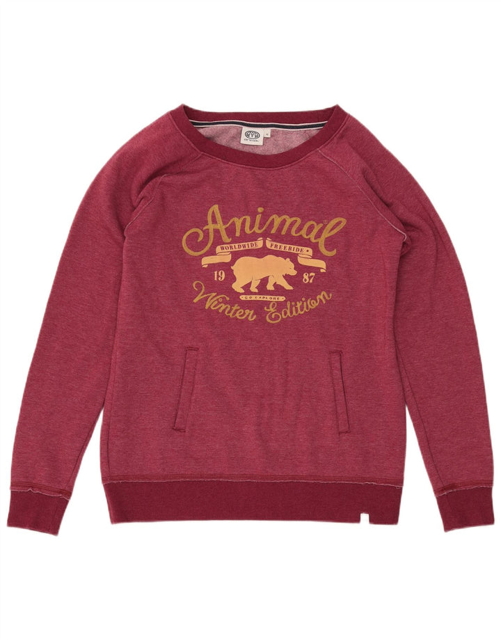 ANIMAL Sweat-shirt graphique pour femme UK 12 Polyester bordeaux moyen