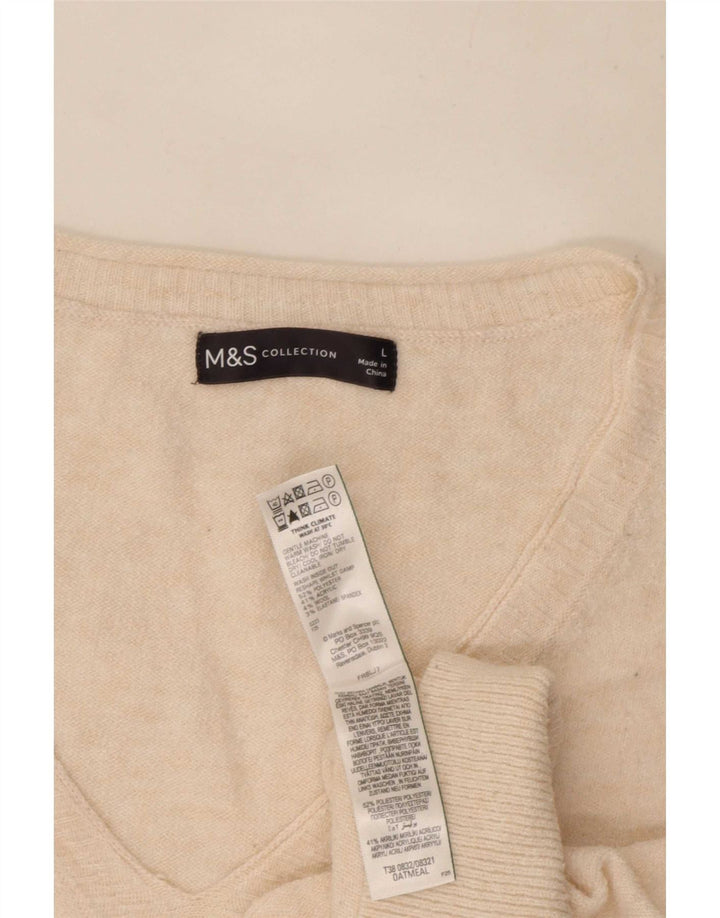 Marks & Spencer Pull surdimensionné à col en V pour femme UK 16 Large Beige