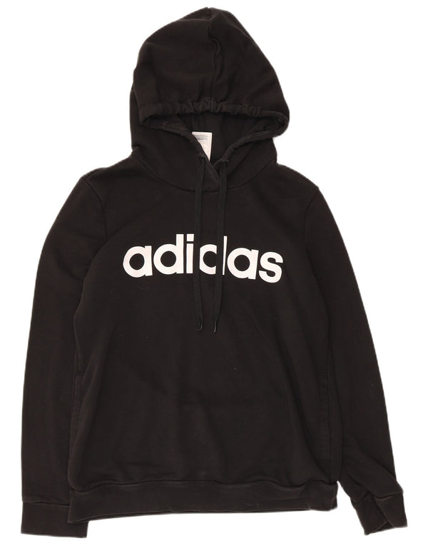 Adidas Pull à capuche graphique pour femme UK 16/18 Grand coton noir