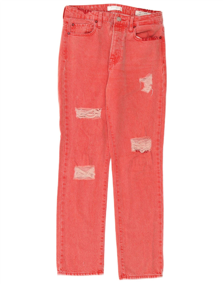 Guess Jean droit vieilli W26 L28 en coton rouge pour femme