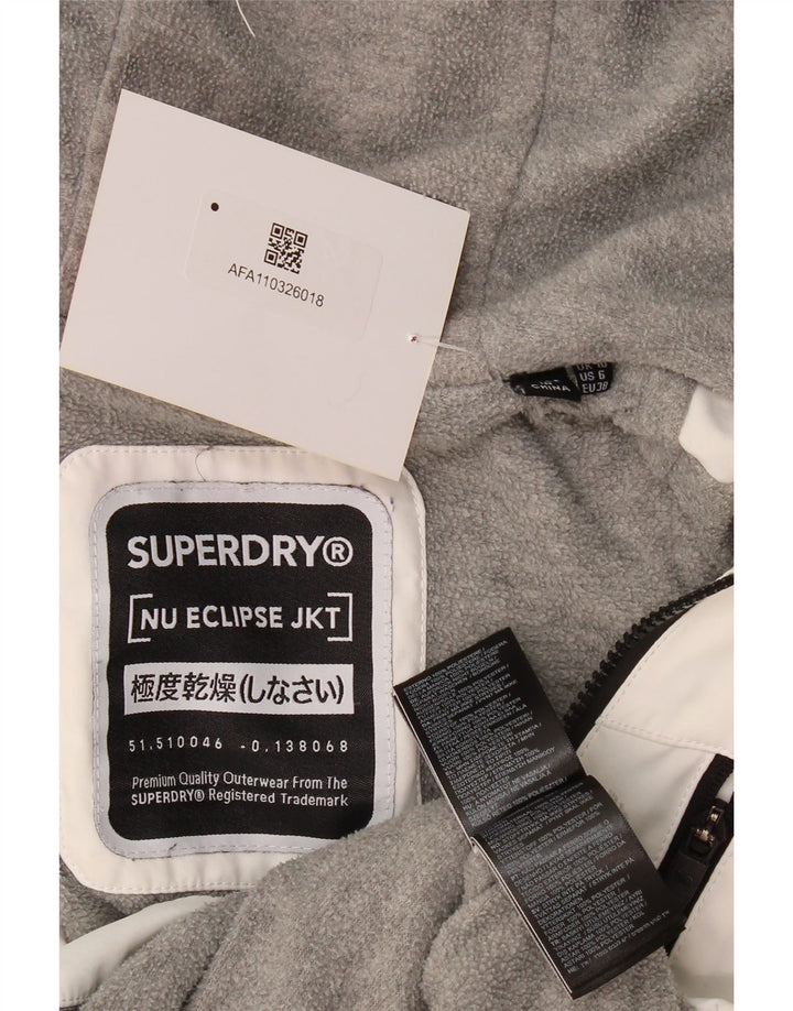 Superdry Veste coupe-vent surdimensionnée à capuche pour femme UK 10 Small Blanc