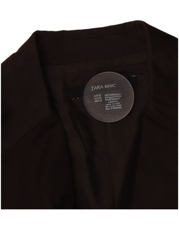 Zara Veste Blazer 2 Boutons Femme UK 18 XL Coton Marron