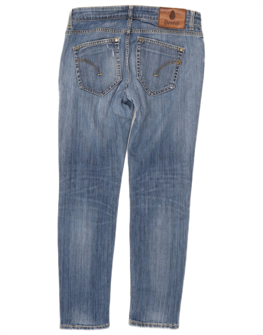 DONDUP Femme Jean Slim Effet Déchiré W29 L27 Bleu Coton