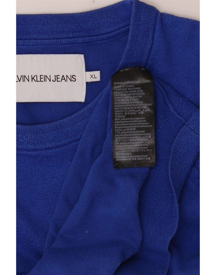 CALVIN KLEIN JEANS Pull col rond homme XL bleu coton