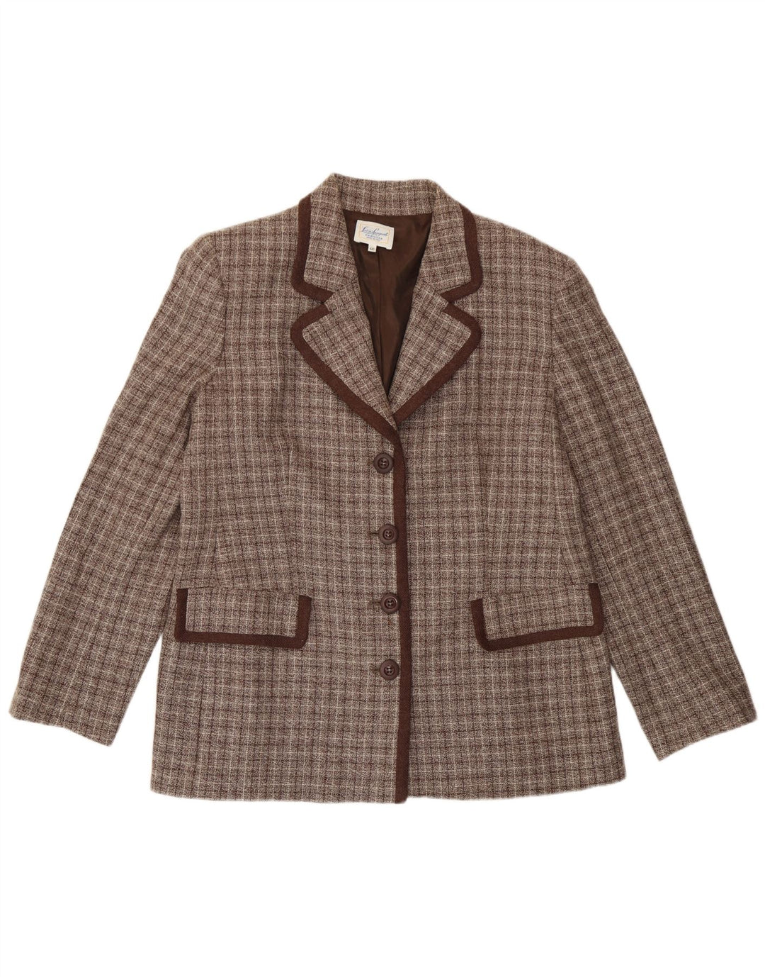 Luisa Spagnoli Veste Blazer 4 Boutons Femme IT 46 Grand Carreau Marron
