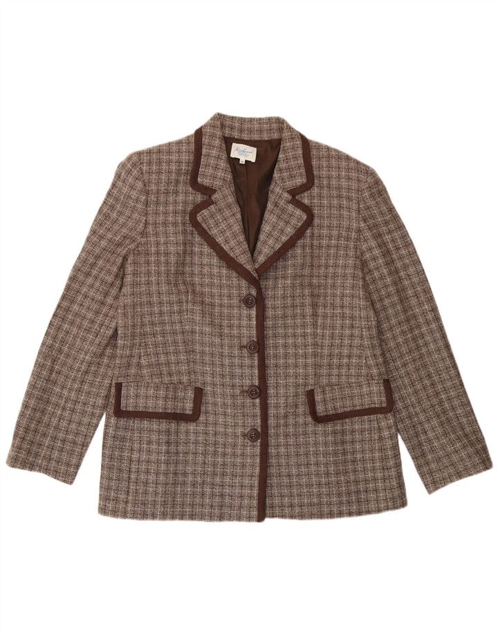 Luisa Spagnoli Veste Blazer 4 Boutons Femme IT 46 Grand Carreau Marron