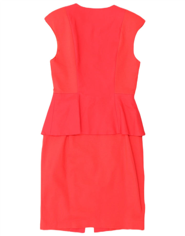 Ted Baker Robe péplum sans manches pour femme Taille 2 Petit coton rouge