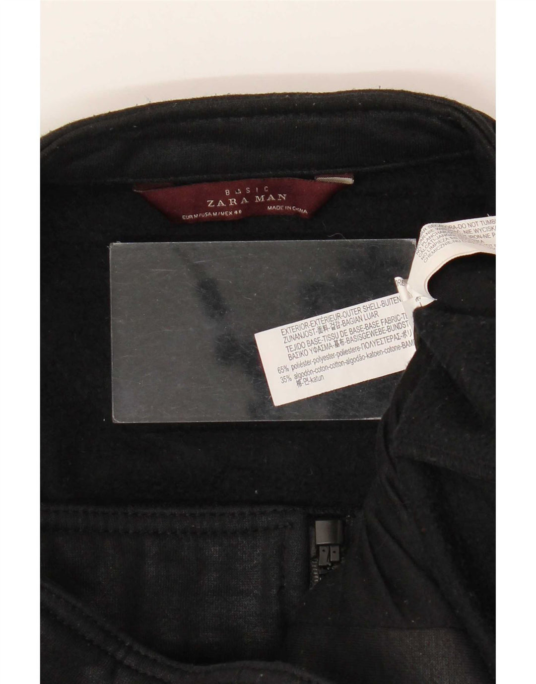 Zara Veste Bomber Homme UK 38 Medium Noir Polyester