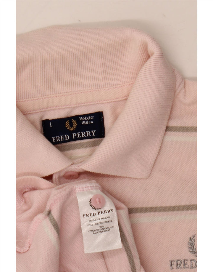 Fred Perry Polo Garçon 12-13 ans Grand Coton Rayé Rose