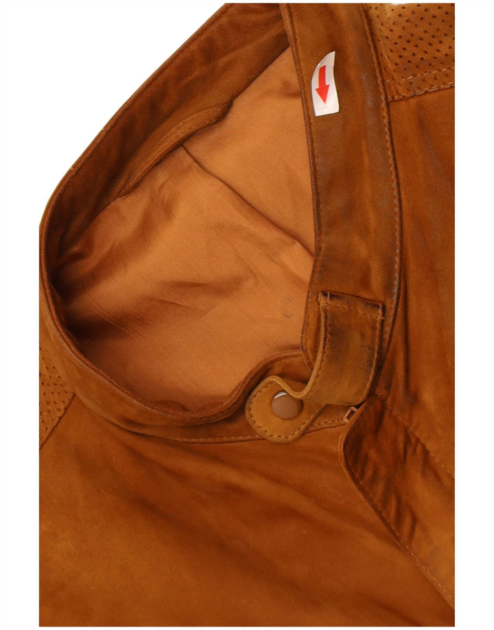 vintage Mens Suede Bomber Jacket UK 36 Petit Beige