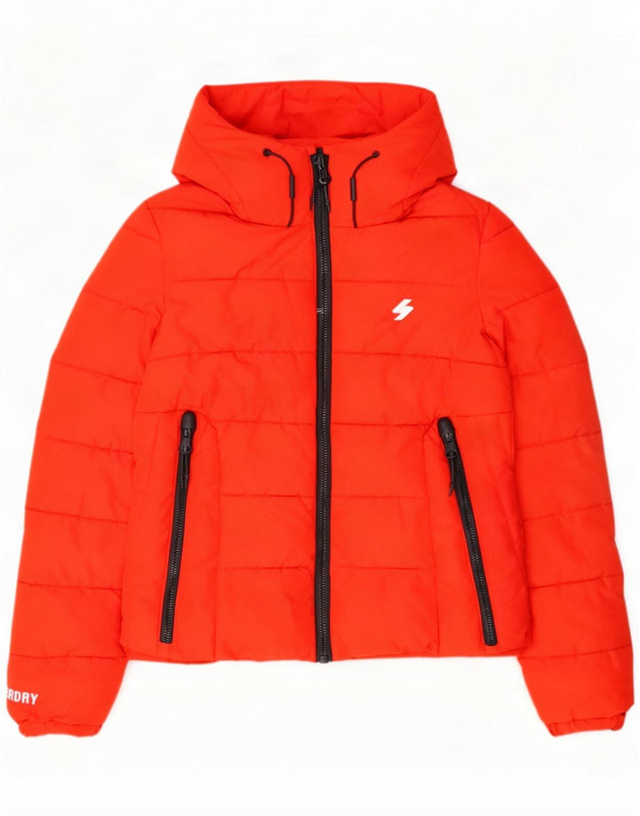 Superdry Veste matelassée à capuche pour femme UK 6 XS Rouge Polyester