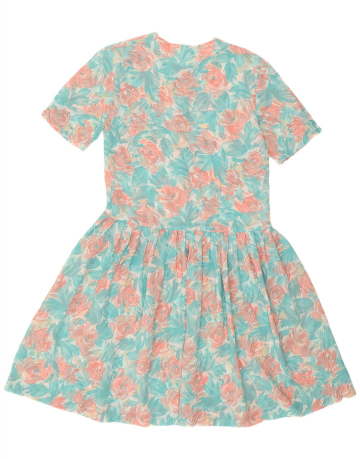 Eastex Robe trapèze pour femme UK 12 Medium Turquoise Floral Polyester