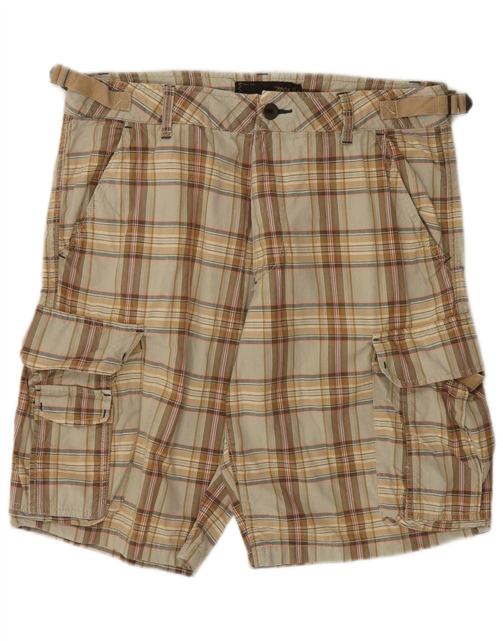 Marlboro Classics Short cargo pour homme W31 en coton à carreaux beige moyen