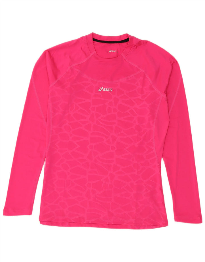 Asics Haut à manches longues pour femme UK 44 Polyester géométrique rose moyen