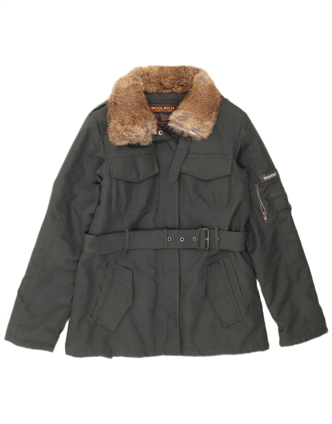 Woolrich Veste Utilitaire Femme UK 14 Nylon Gris Moyen