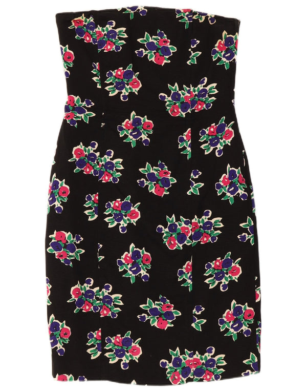 Max Mara Robe bustier pour femme UK 12 Coton floral noir moyen
