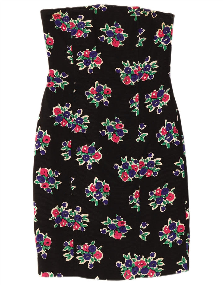 Max Mara Robe bustier pour femme UK 12 Coton floral noir moyen