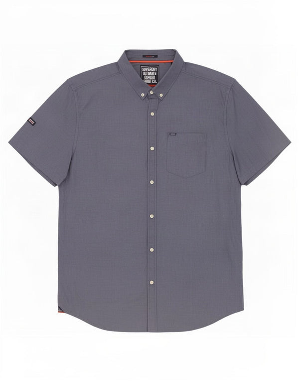 Superdry Chemise à manches courtes coupe régulière pour homme 2XL Bleu Coton