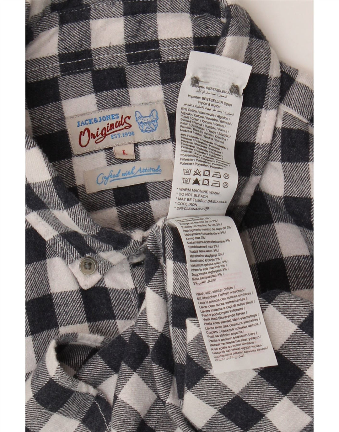 Jack & Jones Chemise en flanelle pour homme Large en coton vichy bleu marine