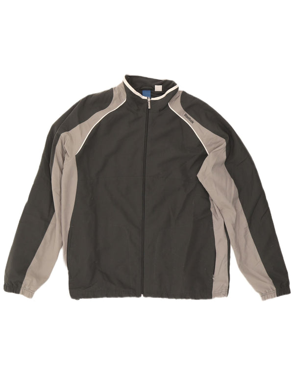 Reebok Veste de survêtement pour homme Large Noir Colorblock Polyester