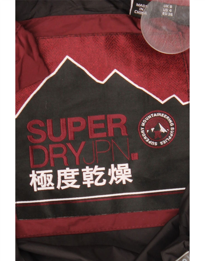 Superdry Veste matelassée à capuche pour femme UK 8 Small Bordeaux Polyester