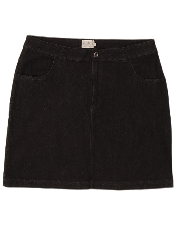 Saltrock Mini jupe en jean pour femme UK 16 Large W34 Coton noir