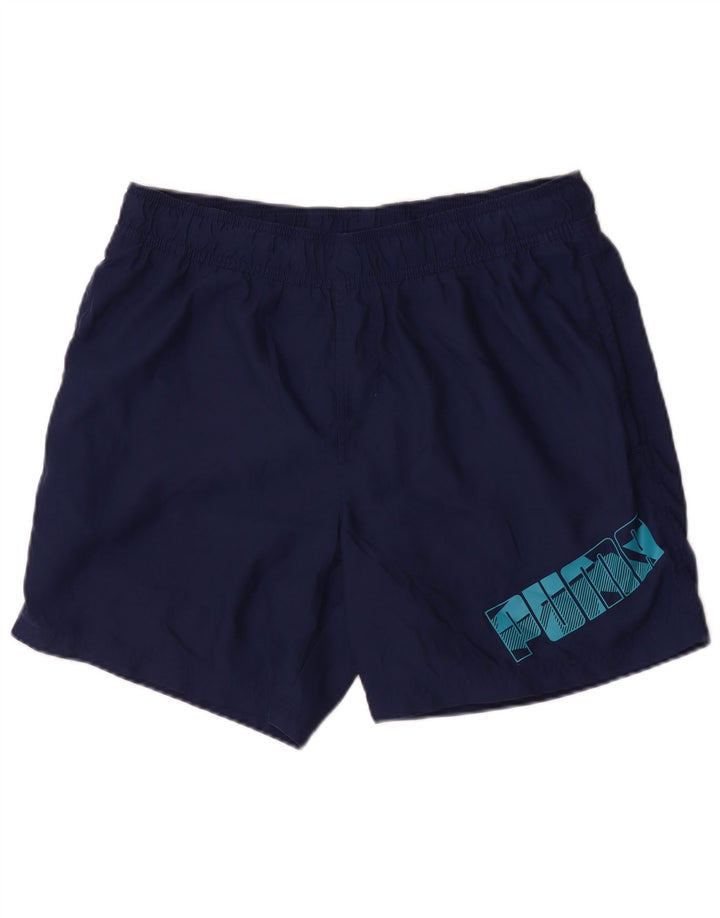 Puma Short de sport graphique pour homme, grand, bleu marine, polyester