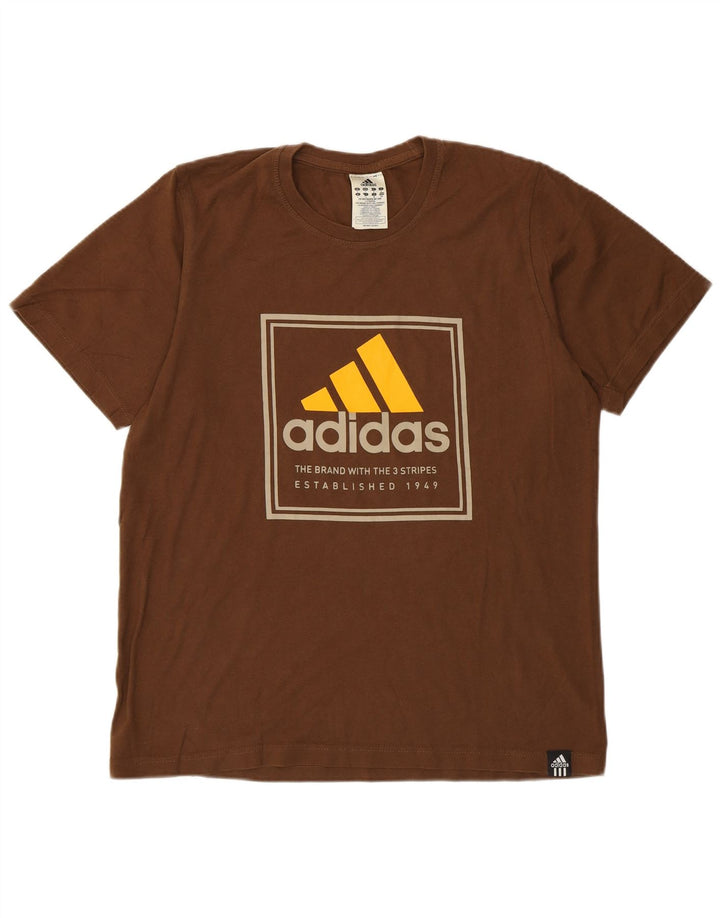 Adidas T-shirt graphique pour hommes, petit, en coton marron