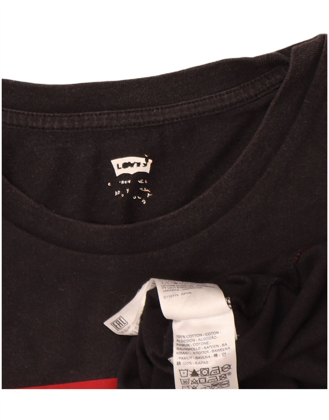 Levi's T-Shirt Graphique Homme Noir Large Coton