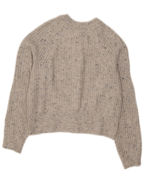 Marks & Spencer Pull cardigan court pour femme UK 10 Petit gris moucheté