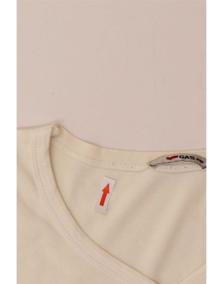 Gas Top Femme Manches Longues UK 12 Moyen Blanc Cassé Coton