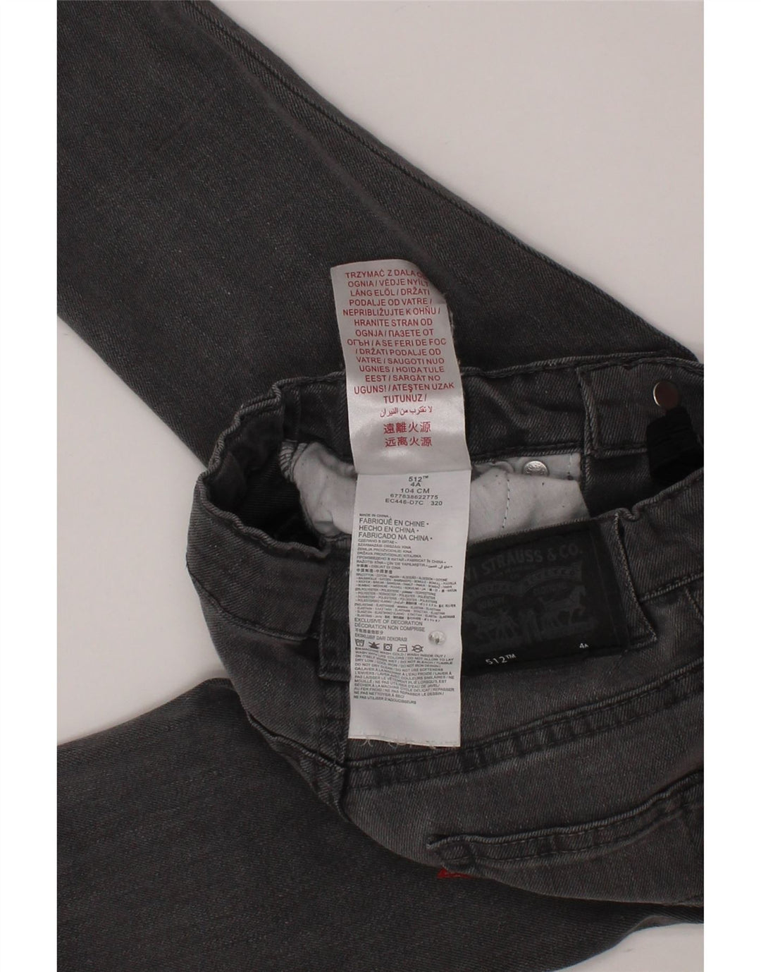 LEVI'S Garçon 512 Slim Tapered Jeans 3-4 ans W20 L16 Gris Coton