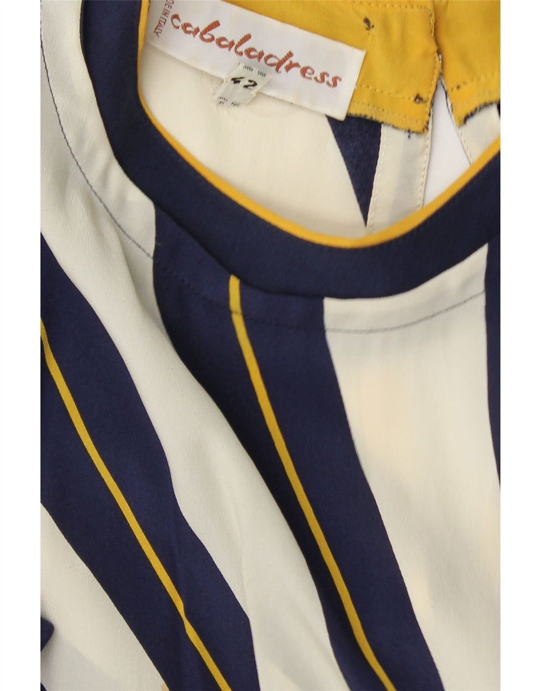 VINTAGE Robe trapèze à manches longues pour femme IT 42 Bleu marine moyen rayé