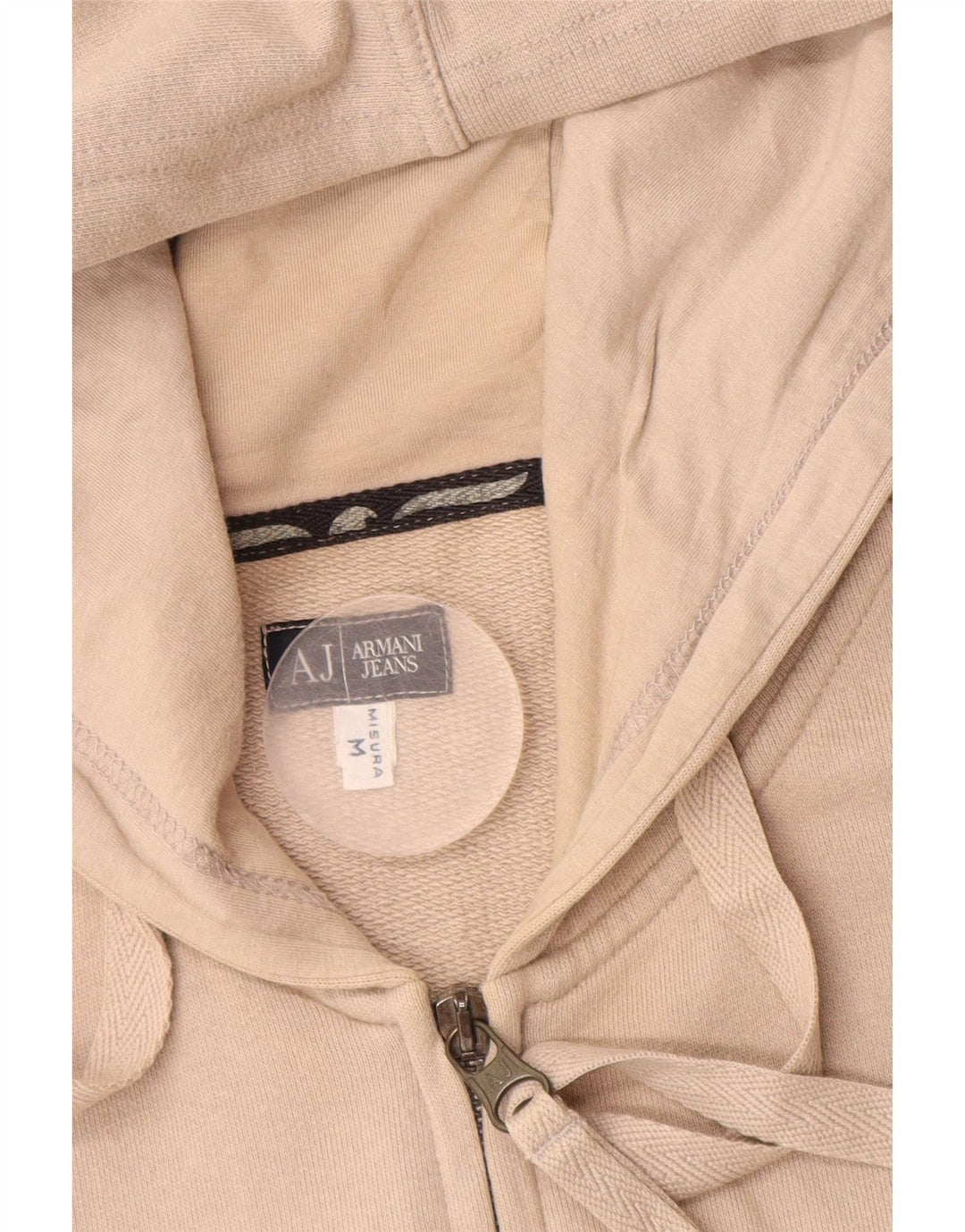 ARMANI JEANS Pull à Capuche Zippé Graphique Homme Beige Moyen Colourblock