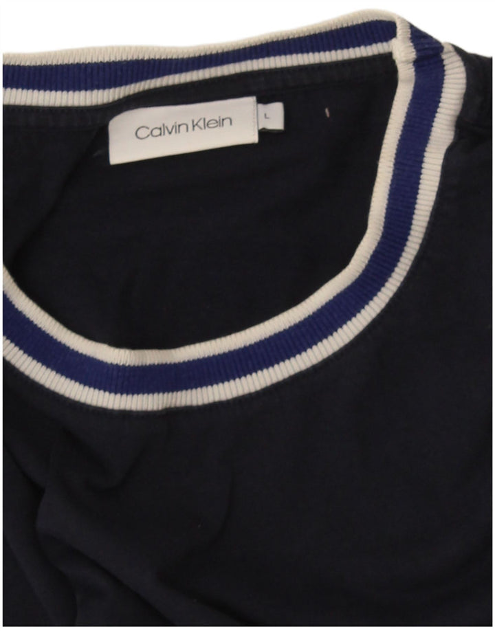 Calvin Klein T-Shirt Homme Haut Large Bleu Marine Rayé