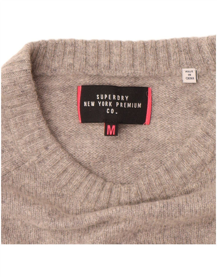 Superdry Pull à col bateau pour femme UK 14 Nylon gris moyen