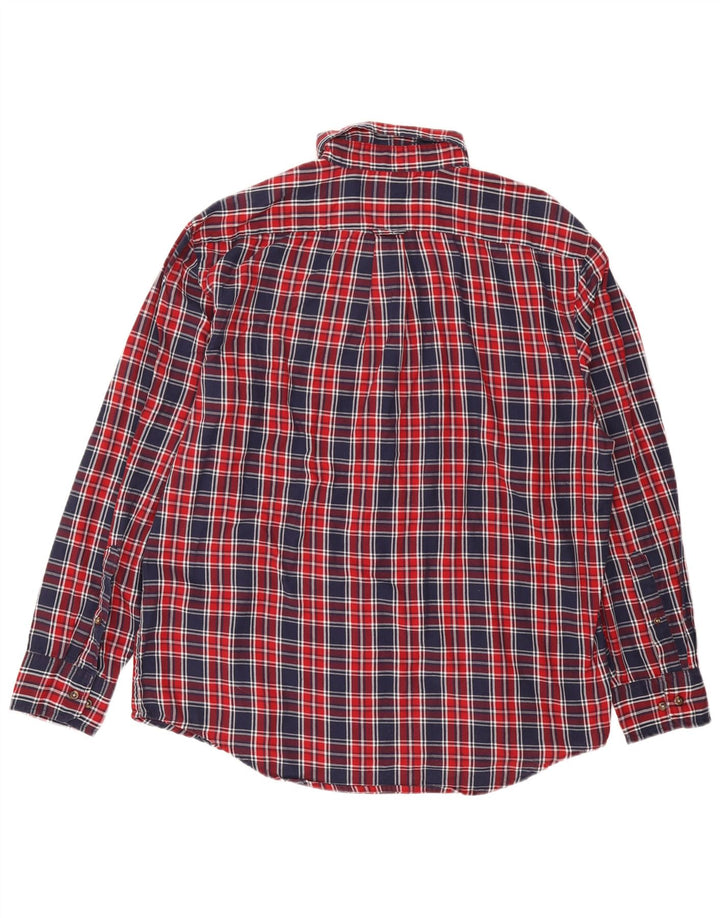 Izod Chemise Flanelle Homme Grand Carreau Bleu Marine Coton
