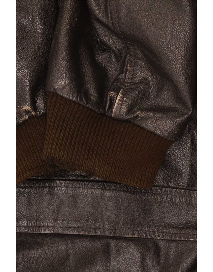 veste en cuir militaire vintage pour hommes IT 56 3XL Marron