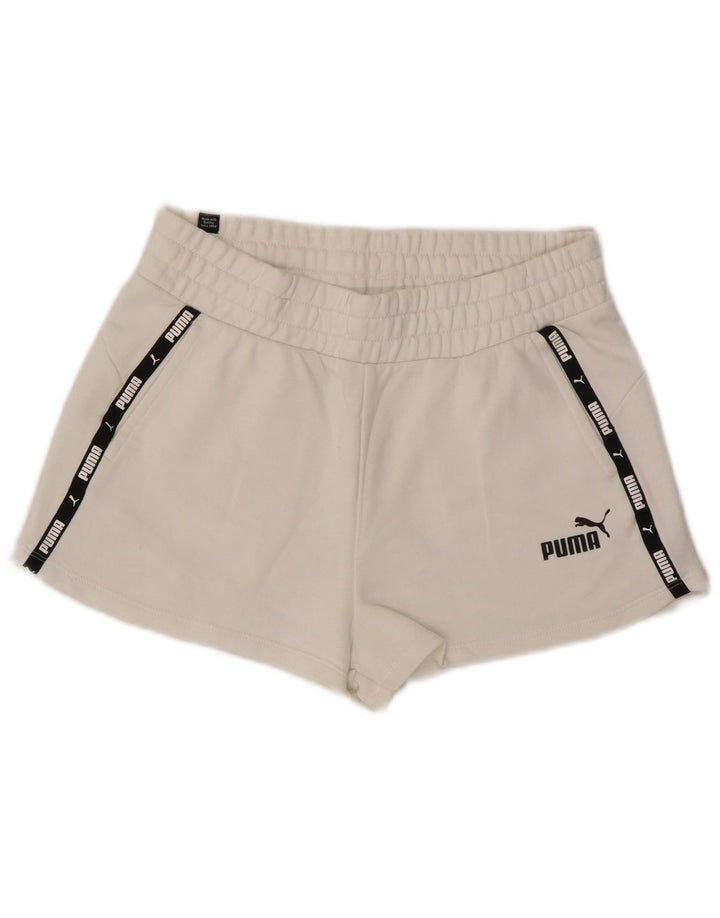 Puma Short de sport graphique pour femme UK 10 Small Blanc
