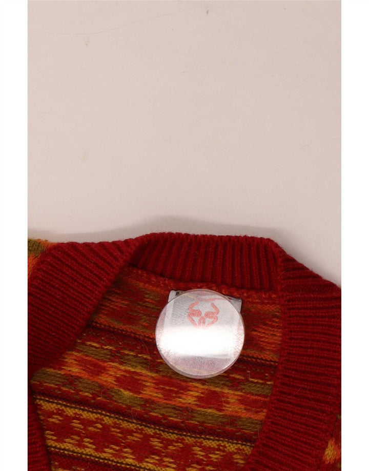 Stefanel Womens Cardigan Sweater UK 16 Large Multicolore Fair Isle