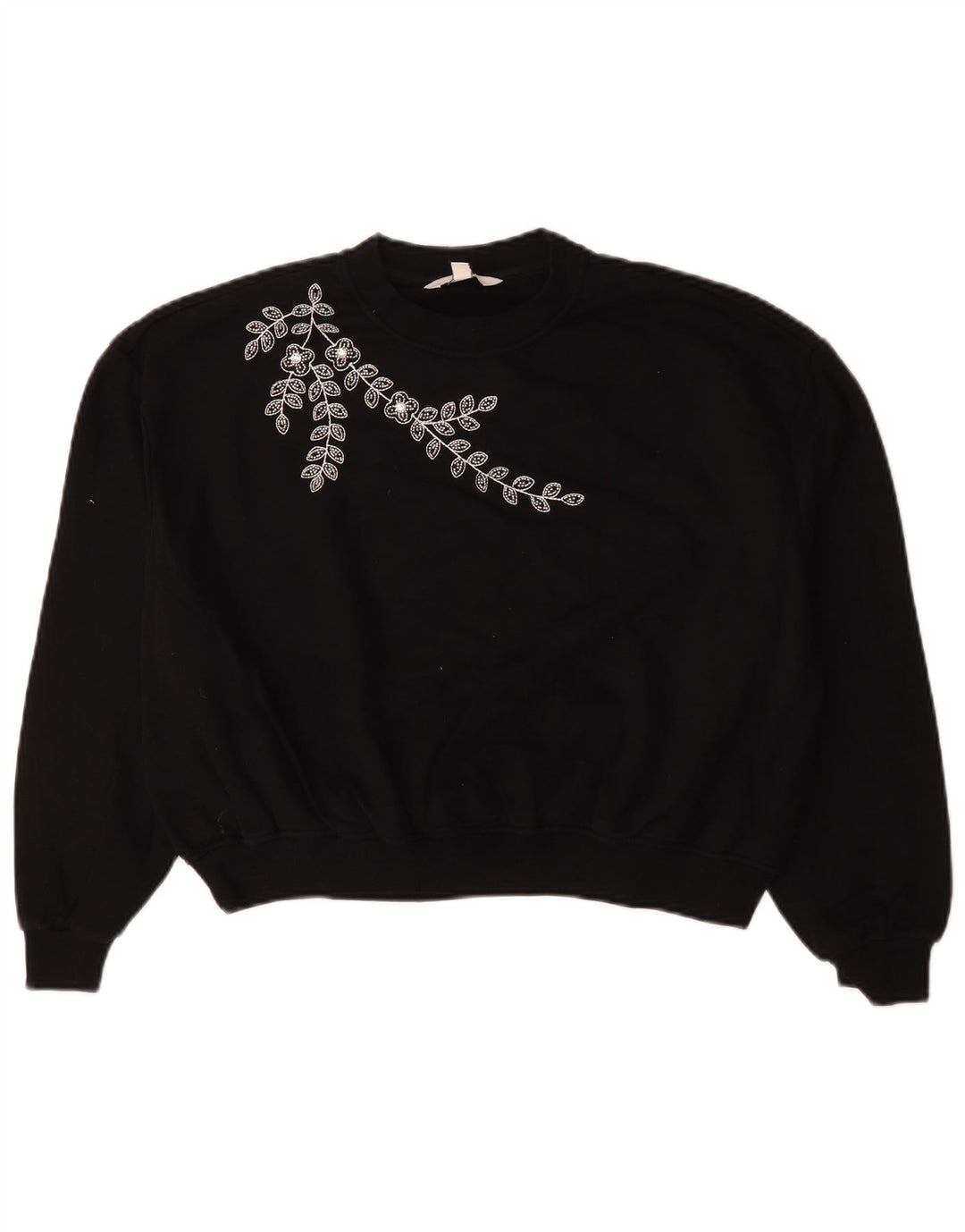 Marks & Spencer Sweat-shirt surdimensionné pour femme UK 10 Petit motif floral noir