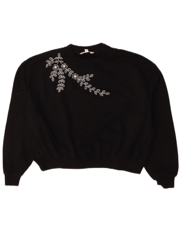 Marks & Spencer Sweat-shirt surdimensionné pour femme UK 10 Petit motif floral noir