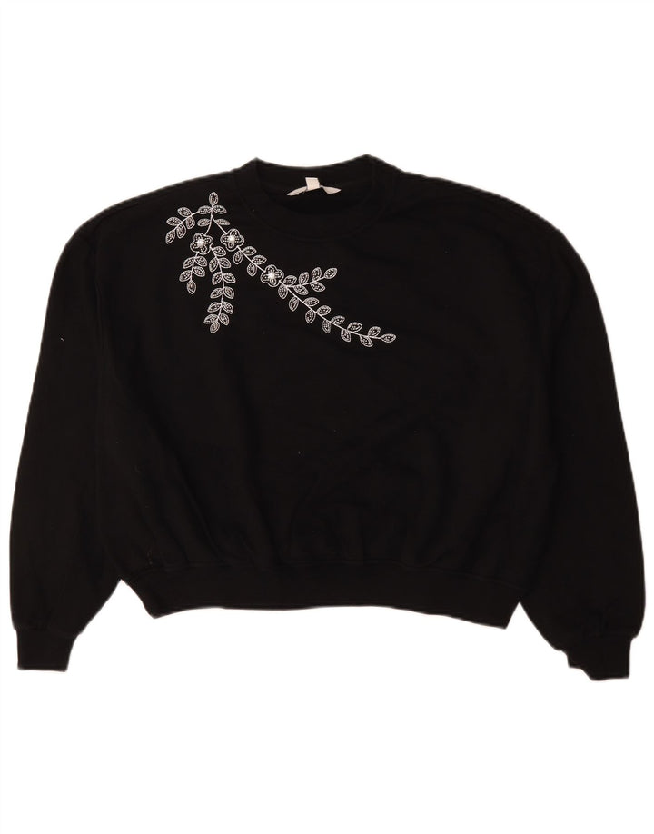 Marks & Spencer Sweat-shirt surdimensionné pour femme UK 10 Petit motif floral noir
