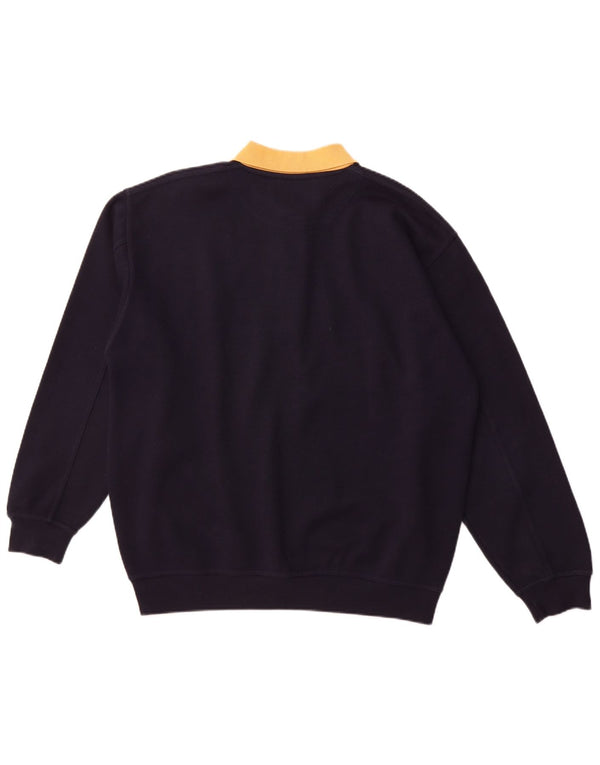 MCFORSUM Sweat-shirt à col polo pour homme en polyester bleu marine Taille L