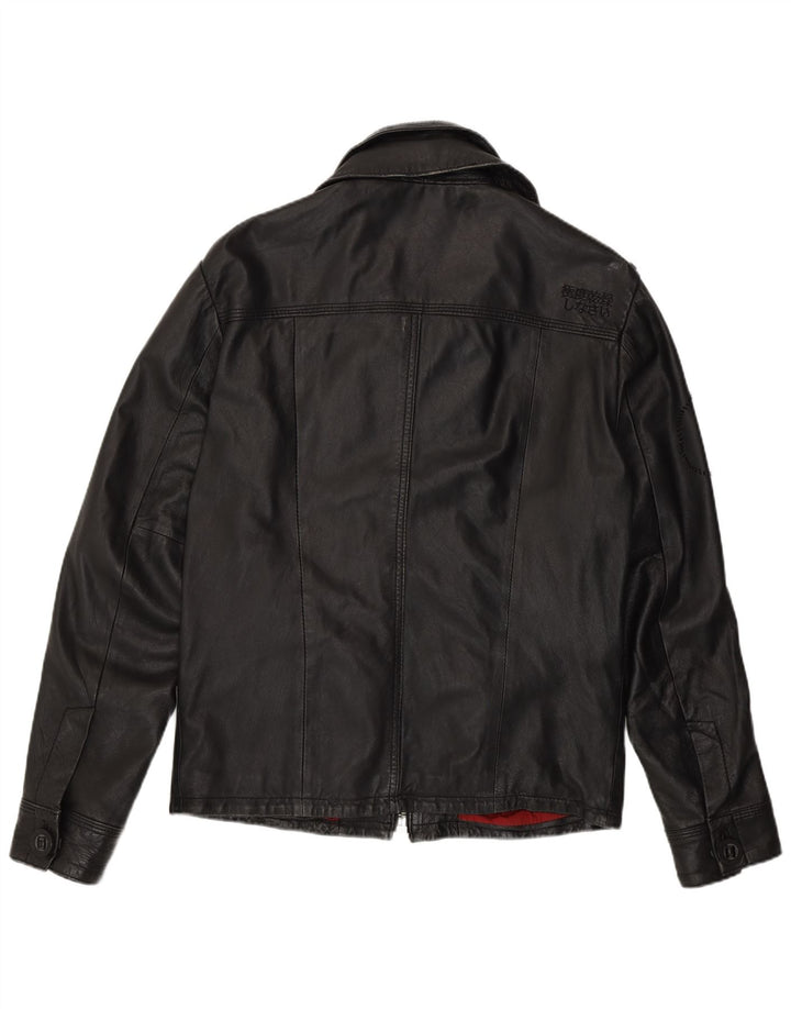Superdry Veste en cuir militaire pour homme UK 38 Cuir noir moyen