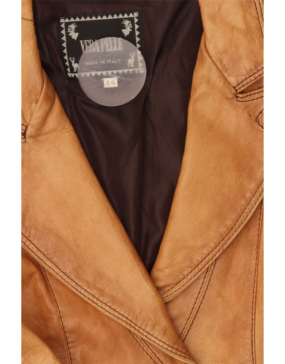 VINTAGE Veste blazer en cuir à 2 boutons pour femme IT 44 Cuir beige moyen