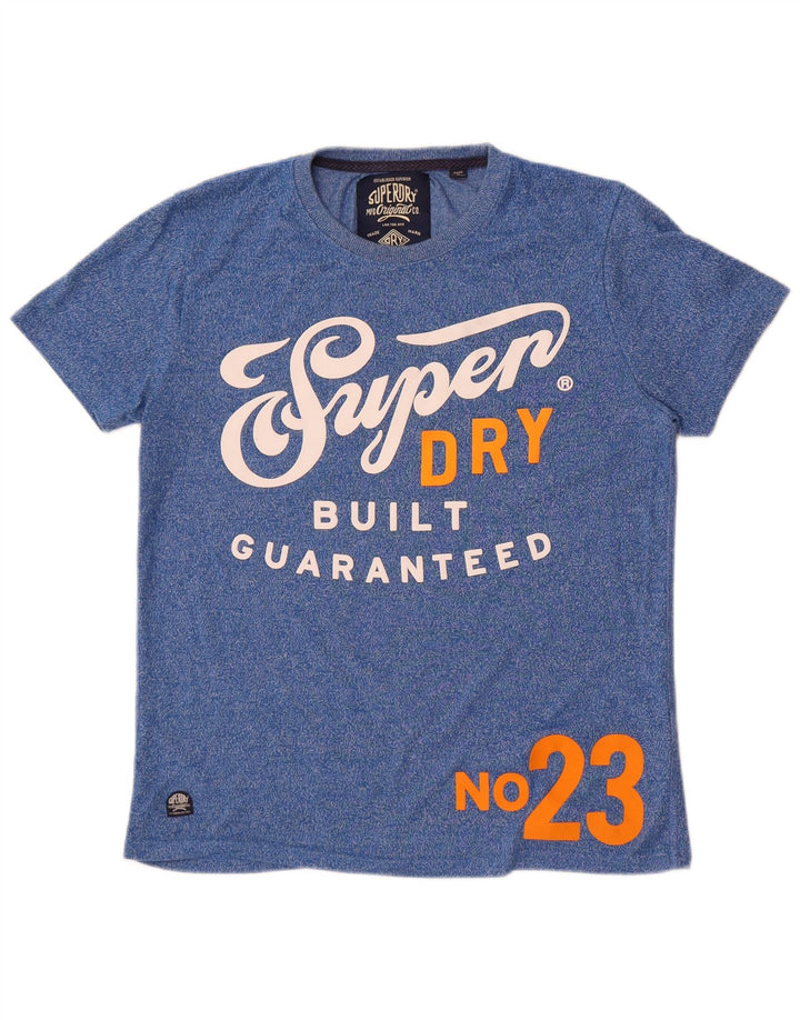 Superdry T-Shirt Graphique Homme Bleu Moyen Flecked Cotton