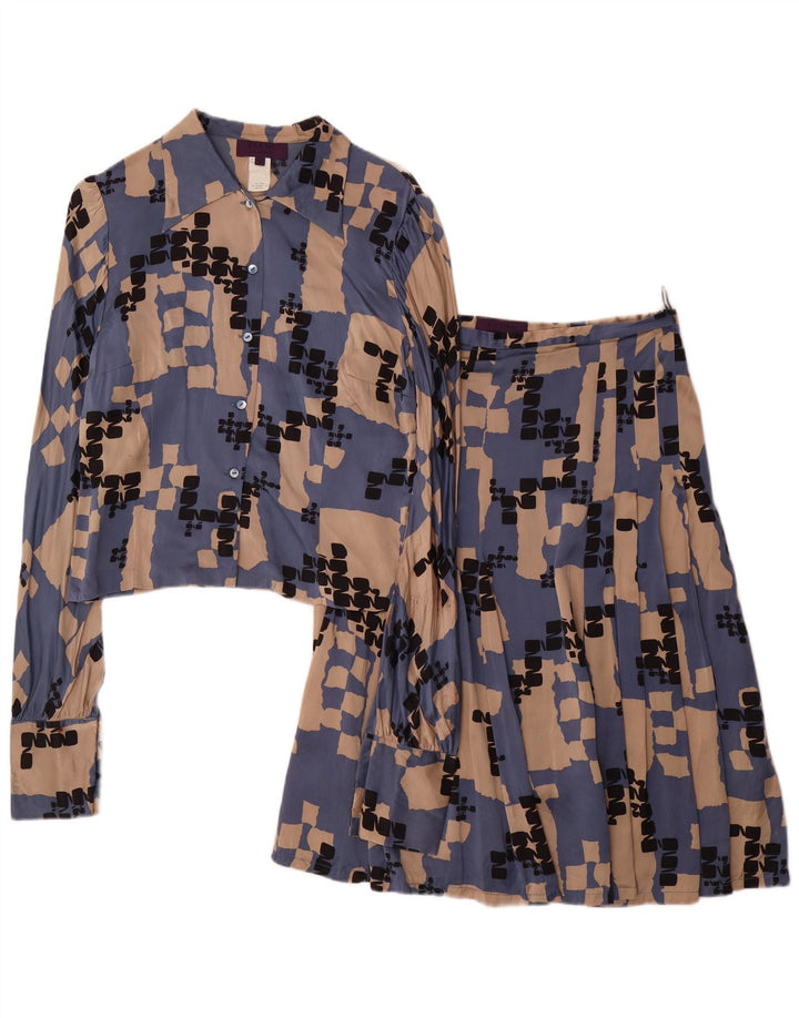 LES COPAINS Ensemble jupe 2 pièces pour femme IT 42 Medium W28 Soie géométrique bleue